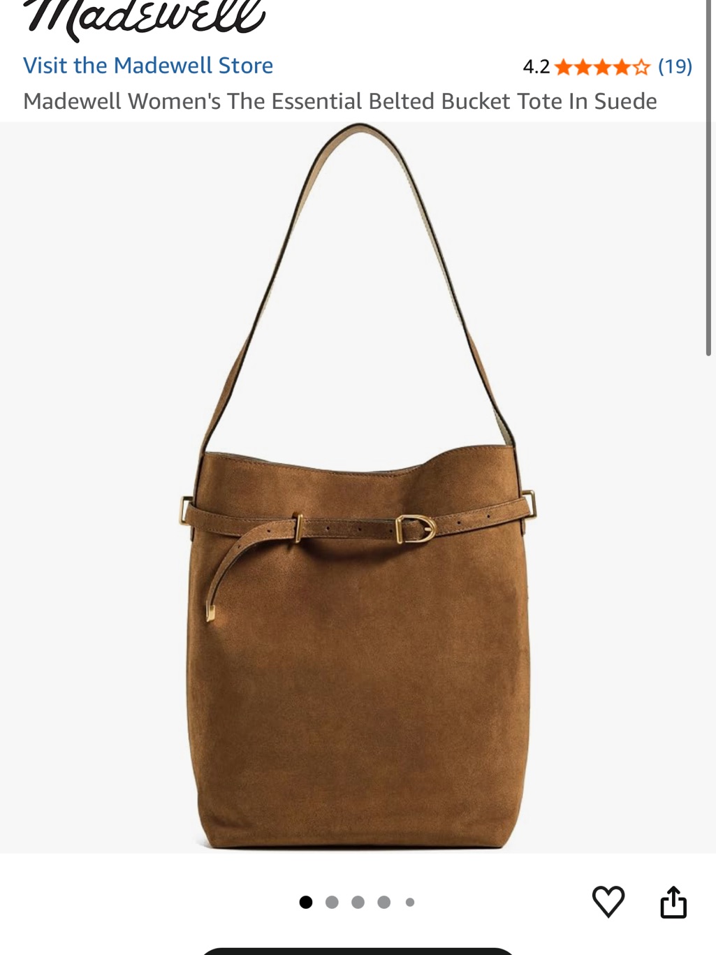 Madewell Women's The Essential Belted Bucket Tote In Suede